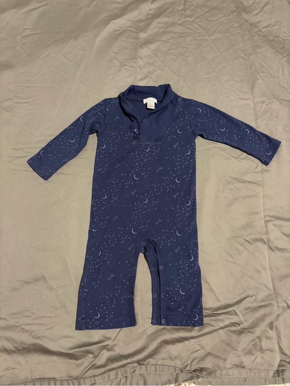 Feather Baby 12-18 month Blue Romper